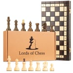 Shakkipeli shakki puinen shakkilauta iso 100 kenttää - shakkilautasetti laadukas taitettava shakkinappuloilla lapsille ja aikuisille 40 x 40 cm