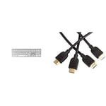 Mobility Lab Clavier français AZERTY sans Fil pour Mac – Blanc et argenté & Amazon Basics Lot de 2 câbles HDMI 2.0 Haut débit Compatible Ethernet / 3D / Retour Audio [Nouvelles Normes] 1,8 m