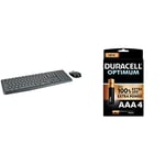 Logitech MK235 Wireless Keyboard and Mouse Combo, QWERTZ US-International Layout + Duracell NEW Optimum AAA Alkaline Batteries [Pack of 4], 1.5 V LR03 MX2400