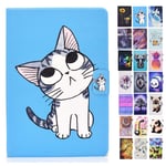 Rose-Otter for Kindle Fire HD 10 (2019) (2017) (2015) Case PU Leather Wallet Flip Case Card Holder Kickstand Shockproof Bumper Cover with Pattern Blue Cat