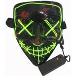 Halloween Mask, Scary Glow LED Cosplay Mask Light Up Purge Mask för Festival Cosplay Costume (grön)