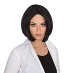 Women's Black Centre Parting Wig (Pack of 1) - Realistic Design, Perfect Accessory for Film & TV, Music, World Book Day, Cosplay, Festival, & More