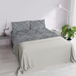 Italian Bed Linen DAFNE 100% Microfibre Bedding Set, Double, Citylife Grey