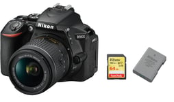 NIKON D5600 reflex 24.2 mpix KIT AF-P 18-55MM F3.5-5.6G VR + 64GB SD card + NIKON EN-EL14A Battery