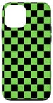 iPhone 12 mini black & Green Classic Checkered Pattern Checker Checkerboard Case