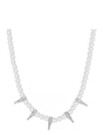 Bud To Rose Spike & Pearl Necklace Gold Vit