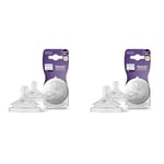 Philips Avent Lot de 2 tétines pour biberon à Réponse Naturelle 0% BPA & Avent Lot de 2 tétines pour biberon à Réponse Naturelle 0% BPA, Débit 2 pour Bébé de 0 mois + (modèle SCY962/02)