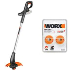 WORX WG157E.9 18V (20V Max) Cordless Grass Trimmer, Strimmers, Line Strimmer Edge Cutter (Tool only – battery & charger sold separately) and WA0004 Replacement Spool and Line for Grass Trimmers Orange