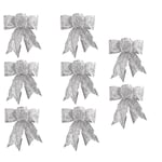 8 st Glitter julkrans rosett julgransprydnader rosetter (silver)