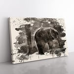 Big Box Art Mother and Baby Elephant (3) French Cream Canvas Wall Art Print Ready to Hang Picture, 76 x 50 cm (30 x 20 Inch), Multi-Coloured