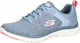 Skechers Women's Flex Appeal 4.0 Low-Top Trainers,Slate Knit/Mesh/Pink Trim,2 UK