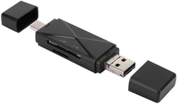 Lecteur de Carte de Type C, Prise en Charge du convertisseur de Lecteur Multi-Cartes USB 2.0 5 en 1 OTG, Interface de Carte TF/Carte mémoire SD pour Ordinateur Portable, téléphone Intelligent(Noir)
