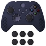eXtremeRate PlayVital Midnight Blue 3D Studded Edition Anti-slip Silicone Cover Skin for Xbox Series X Controller, Soft Rubber Case Protector for Xbox Series S Controller with 6 Black Thumb Grip Caps