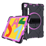 iPad 10.2 (2019) 360 degree durable dual color silicone case - Black Outer Layer / Purple