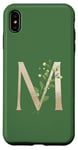 Coque pour iPhone XS Max Monogramme élégant couleur sauge M avec verdure aquarelle