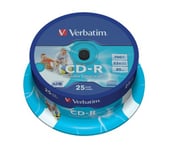 CD-R media Verbatim DataLifePlus 80 min 52X, Printable vita, 25-pack spindel