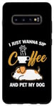 Coque pour Galaxy S10+ Jack Russell Terrier I Just Wanna Sip Coffee Pet My Dog