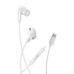 in-Ear USB-C hörlurar för Samsung / iPhone 15, 16 och Mobil med USB-C Kontakt Vit