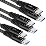 USB C to USB C Fast Charger Cable[3Pack,1M+2M+2M],60W 3A PD Type C to C Charging Lead for Samsung Galaxy S21 S20 S20+ Plus Ultra FE 2020 5G S10 S9 S8 A51,iPad Pro 2020,MacBook,Huawei,Google Pixel 4 3a