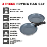 3pc Frying Pan Set - Tower T800203 Freedom Ceramic Coating, Graphite