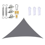 YHYL 3M X 4M X 5M Shade Sail with Fixing Kit, Outdoor Garden Triangle Sun Sail Shades for Garden with 3 Ropes, Waterproof And UV Protection, Large Garden Sail Canopy for Outdoor Patio,Grey