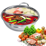 Thick Stainless Steel Hot Pot Two Flavor Separation Induction Cooker Usable UK