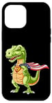 iPhone 14 Pro Max Cool Dinosaur T-Rex T Shirt, Super Captain USA Hero Dino Fun Case