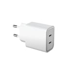 Double Chargeur maison USB C+C PD 45W (20+25W) Power Delivery Garanti à vie Blanc Force Power Lite