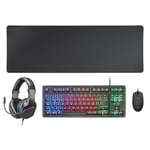 Mars Gaming MCP-RGB3, Ensemble Clavier Gaming Fixe RGB + Souris Gaming RGB Flow 3200 DPI + Casque Over-Ear RGB + Tapis de Souris XXL, Noir, Langue Italien