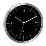 TFA Dostmann Horloge Murale Radio, 60.3544.01, sans Bruit de tic-tac, Horloge Murale de Cuisine, analogique, en Verre Acier Inoxydable Noir-Argent, Amazon Exclusive
