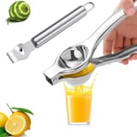Stainless Steel Lemon Squeezer and Zester Set of 2, Heavy Duty Metal Manual Citrus Press Juicer with Zester Peeler, Lemon Squeezer for Extracting Orange Fruits (Pack of 2, Small-Lemon Squeezer)