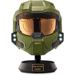 Halo Master Chief Deluxe Helmet with Stand - LED Lights on Each Side - Battle Damaged Paint - One Size Fits Most - Build your Universe