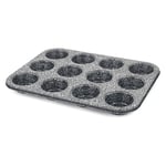 Salter BW070381EU7 Megastone 12 Cup Muffin Pan - Large Baking Tray, Cake Tin, Non-Stick Coating, PFOA-Free, Oven Safe, Long-Lasting Bakeware, Strong & Durable Carbon Steel