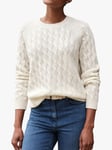 Pure Collection Lofty Cable Knit Cashmere Jumper, Ivory