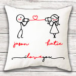 i-Tronixs® Personalised Valentines Cushion Cover For Boyfriend Girlfriend Husband Wife Wedding Engagement Gift Customise Your Name Couple Perfect Valentines Present (40cmX40cm) Without Insert 0010