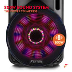 Fenton FT15LED Active 15" Portable Battery PA Bluetooth Speaker Wireless UHF Mic