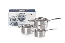 Le Creuset 3-Ply Stainless Steel Saucepan with Lid, 20 x 12.2 cm, 3 Piece, 96209000001000