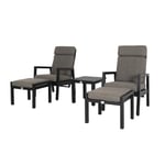 krifon reclinersett aline 2x stol + pall sidebord sett m/ justerbar rygg (2x sidebord)