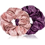 BrushArt Hair Large satin scrunchie set Hårelastikker Pink & Violet