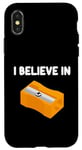 Coque pour iPhone X/XS I Believe in Taille-crayons manuel rotatif Pointe graphite