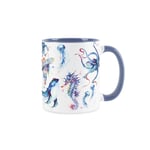 Purely Home Sealife Aquatic Under The Sea Mug - White & Blue Mug Coffee/Tea Gift