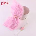 Angel Wings + Headband Set Feather Flowers Pink