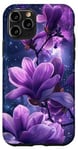 Coque pour iPhone 11 Pro Imagerie de l'espace lointain : Bold Purple Magnolias Space