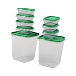 17PCS Food Container Green Fridge Bins Food Grade Plastic Leakage Proof HG