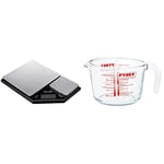 KitchenCraft Digital Kitchen Scale Dual Platform, Taylor Pro Professional Standard & Pyrex Glass Measuring Jug, Transparent, 1 Litre