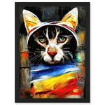 Doppelganger33 LTD Street Cat Third Eye Psy-Fi Portrait Artwork Framed A3 Wall Art Print