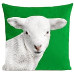 Coussin animal mouton suédine vert 40x40cm