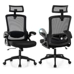Ergonomisk kontorsstol med justerbart svankstöd & Nackstöd datorstol svart