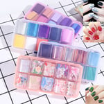 10pcs Holographic Nail Foil Flower Starry Sky Manicure Stickers 20