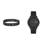 Lacoste Analogue Quartz Watch for Men with Black Silicone Bracelet - 2011171 Men's Metropole Collection Link Bracelet Embellished with Petit piqué Pattern - 2040119